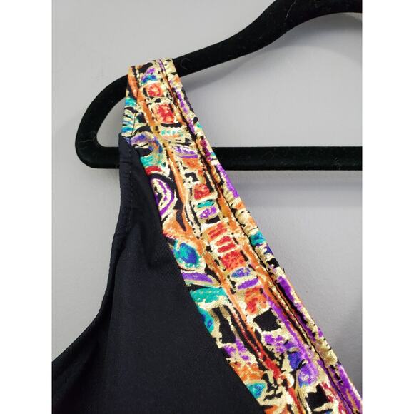 NEW Vintage Gabar Swimwear Womens 1 PC Swimsuit Size 10 Solid Black Retro 80s - Picture 7 of 11